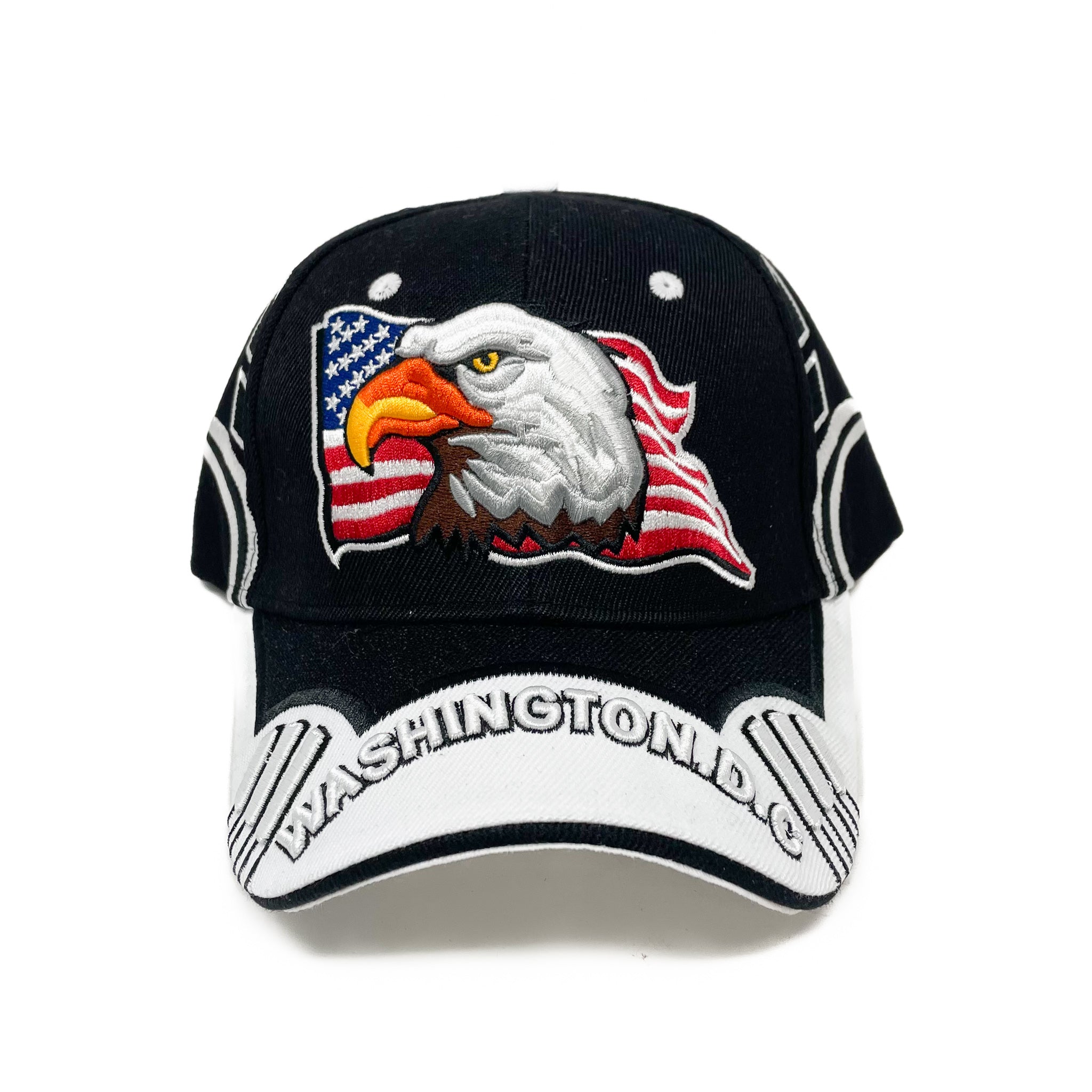 Eagle with American Flag Baseball Cap (3 Colors) Black