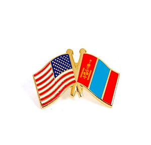 Mongolia & USA Friendship Flags Lapel Pin