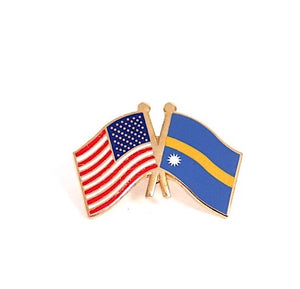 Nauru & USA Friendship Flags Lapel Pin