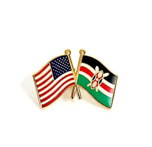 Kenya & USA Friendship Flags Lapel Pin