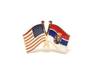 Serbia & USA Friendship Flags Lapel Pin